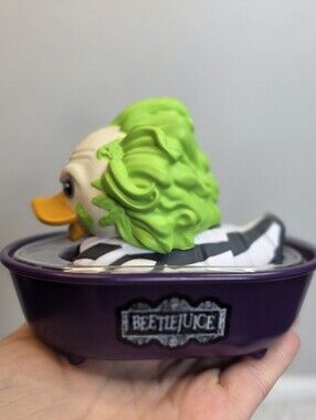 Beetlejuice Neon Green Hair Duck in Purple Tub
